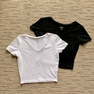 V-Neck Crop Top Shirts